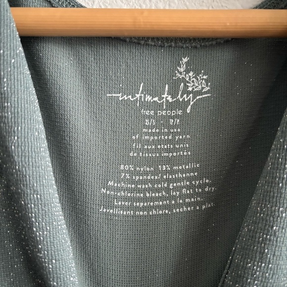 Free People Metallic Greenish Blue Sparkly Plunging V Neck Bralette XS/S - Picture 5 of 6